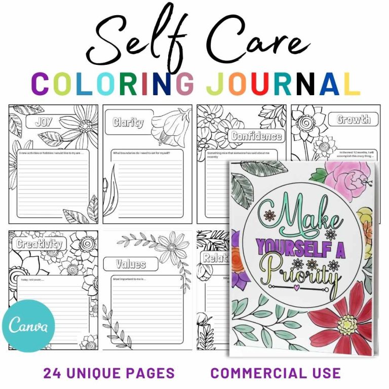 Self Care Coloring Journal PLR