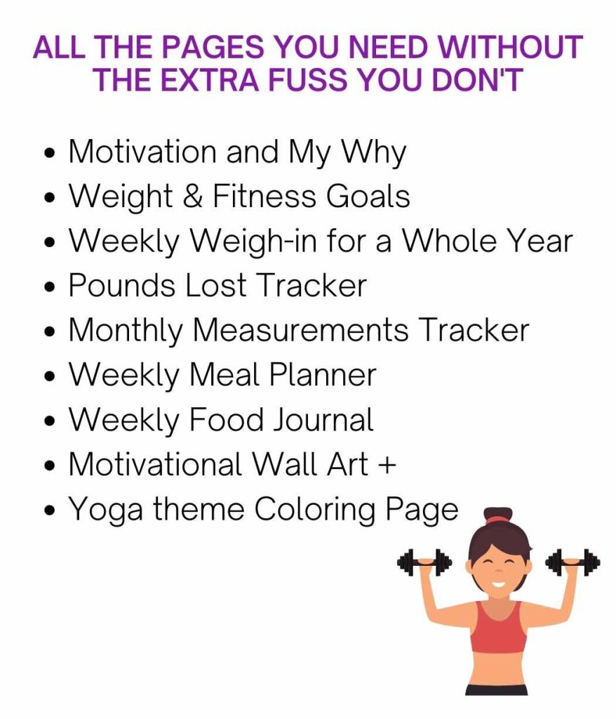 informative image describing pages in a weight loss journal