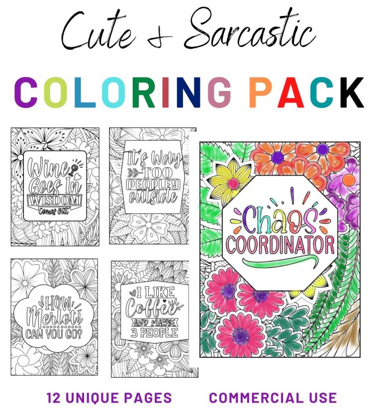 Cute and a bit Sarcastic Coloring Papers Pack PLR